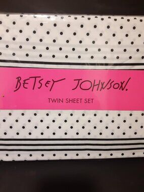 Betsey Johnson - Twin Size Sheet Set (3 Piece) Polka Dots & Stripes NEW